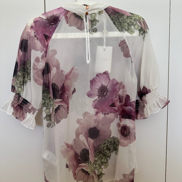 TED BAKER CAYLIEE NEOPOLITAN PUFF SLEEVE TOP - Size 1 (US 4) - Picture 5 of 8